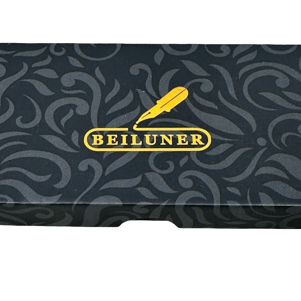 BEILUNER Gray and Gold 0.5mm Rollerball Pen Luxury Executive Writing Gift Box